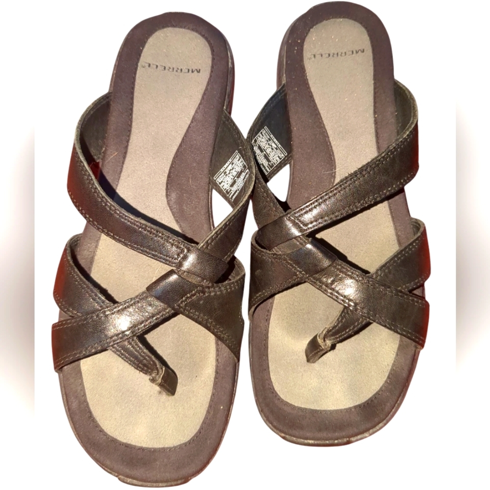 Merrell Brown Leather Sandals Comfortable Footbed Sz 7
